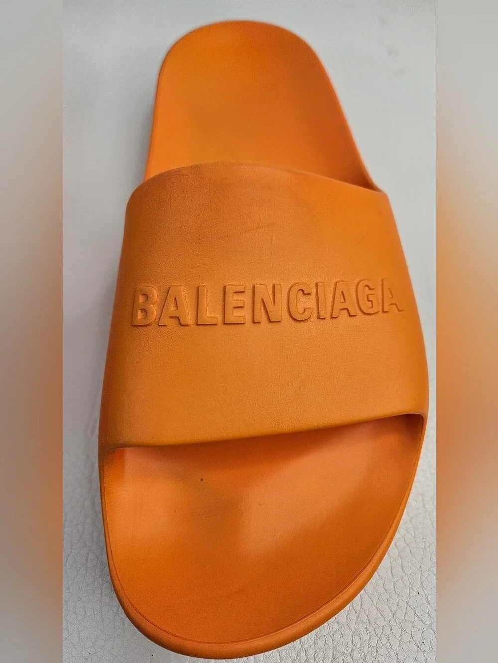 Balenciaga Mono Logo Platform Chunky Pool Slides Orange Rubber Sandals Italy